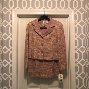 Blush & rose pink tweed jacket and skirt set